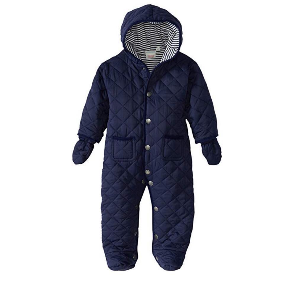 Jojo Maman Bebe Baby-Boys Navy Quilted Pramsuit Cotton Lining 9-12 Months